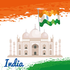 Poster - taj mahal with india flag patriotism