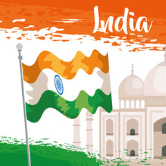 Poster - taj mahal with india national flag