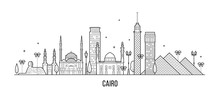 Cairo Skyline Egypt City Buildings Vector Line Art