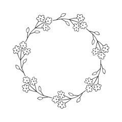 Wall Mural - Hand drawn floral wreath.