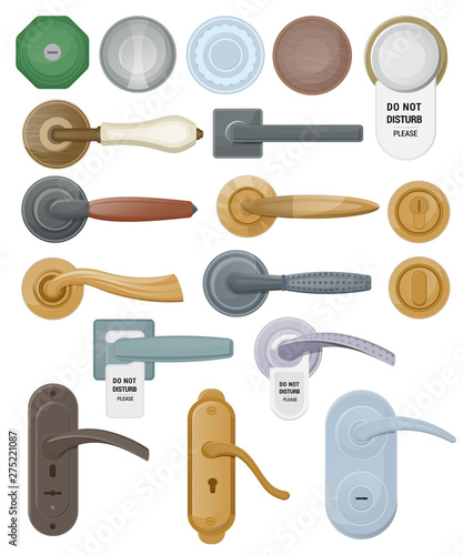 Door Handle Vector Doorknob To Lock Doors At Home And Metal Door Handle In House Interior Illustration Set Of Entrance Door Knob Design Isolated On White Background Buy This Stock Vector And Explore