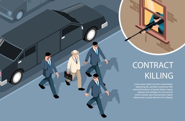 Wall Mural - Contract Murder Isometric Composition