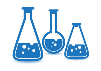 Wall Mural - Chemical flasks icons set. Chemical laboratory equipment isolated on white background. Chemical and biological experiments.