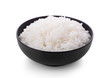 © supamas - Rice in a black bowl isolated on a white background