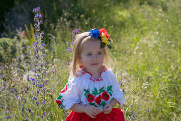 Wall Mural - Little girl in Ukrainian national dress