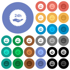 Poster - 24h service sticker round flat multi colored icons