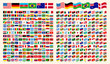 All Flags Of The World. All Around The World Flags with Names Collection, Set, Vector Illustration Simple Modern Flags. Country Symbols Shape. Straight and Wavy World Flags Vector Set. 