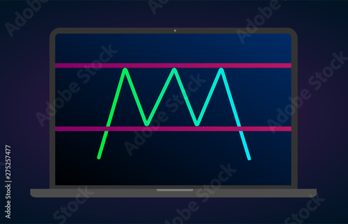 Tripple Top Pattern Figure Technical Analysis With Laptop Vector | Top forex technical analysis Tripple Top Pattern Figure Technical Analysis With Laptop Vector -