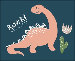 Wall Mural - cute dinosaur print . childish vector illustration for kids t shirt, clothes