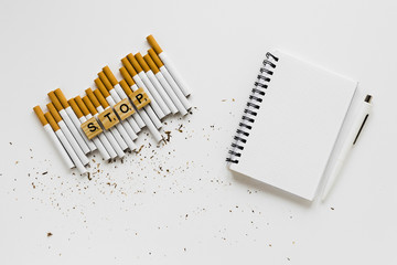 Poster - Top view word with cigarettes and notebook