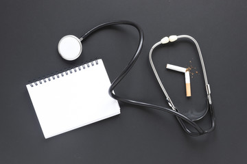 Poster - Top view notebook and stethoscope