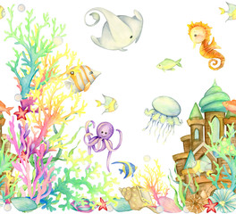 Naklejka świat egzotyczny kreskówka lato podwodny