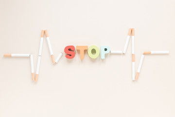 Poster - Top view colorful word with cigarettes