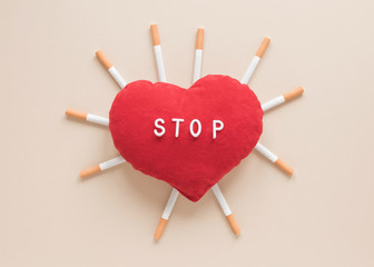 Poster - Top view heart surrounded by cigarettes