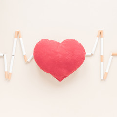 Poster - Top view heart surrounded by cigarettes