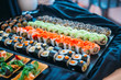 Breakfast Buffet Concept, Breakfast Time in Luxury Hotel, Brunch with Family in Restaurant, Sushi Rolls - Image