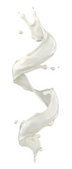 Poster - Splash of milk isolated on a white background. 3d illustration