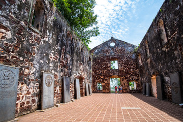 Poster - 2019 May 9th, Malaysia, Melaka - View of Aancient St Paul's Church at the day time.