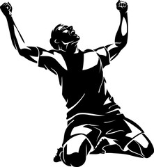 Wall Mural - Soccer Jubilant Win Shadow