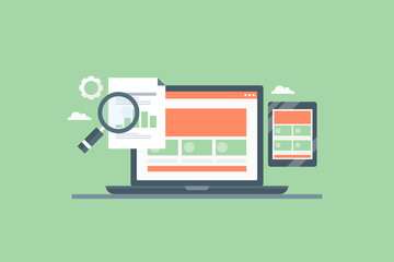 Wall Mural - search engine optimization, website seo, flat design concept with icons