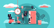 © VectorMine - Delivery service vector illustration. Flat tiny shipping persons concept.