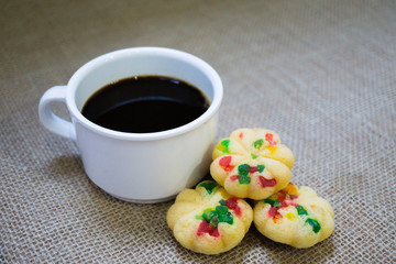 Grains pancake bread and hot black coffee for breakfast,healthy and nutriton food,high fiber