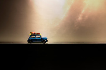 Toy car concept , spot light, low key shot