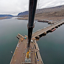Construction Crane On A Dam