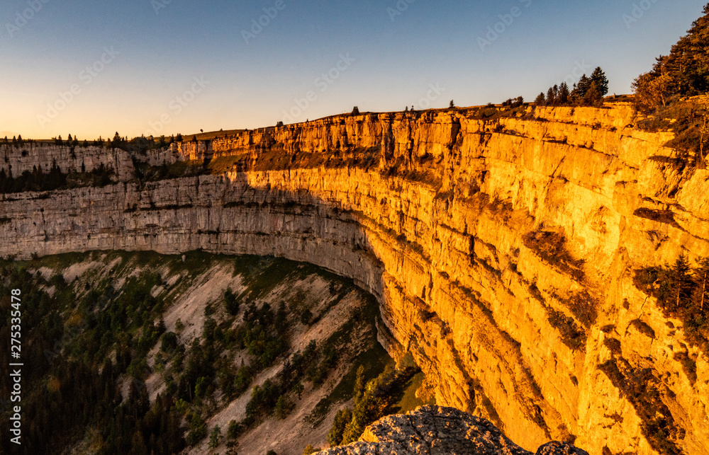 Flugzeugkollision über Dem Grand Canyon Photo Stock Creux du van beim Sonnenaufgang. der Grand Canyon der