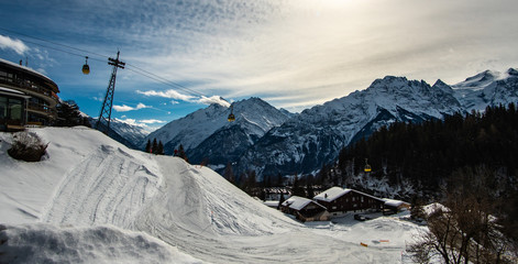 winter in the Swiss alps in Lungern Hasliberg on a beautiful day