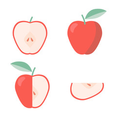 Wall Mural - Icons set of apple in flat style, for print