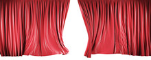 Theater Curtains Isolated On White Background With Clipping Path.