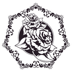 Sticker - two roses drawn tattoo icon