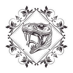 Sticker - snake head drawn tattoo icon