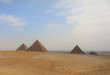 View of the pyramids with Cairo in the background. 