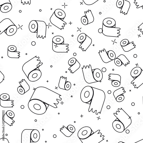 black-toilet-paper-roll-line-icon-isolated-seamless-pattern-on-white-background-vector-illustration