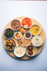 Wall Mural - Indian Hindu Veg Thali / food platter, selective focus