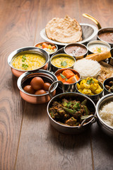 Canvas Print - Indian Hindu Veg Thali / food platter, selective focus