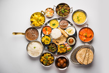 Indian Hindu Veg Thali / Food Platter, Selective Focus