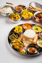 Canvas Print - Indian Hindu Veg Thali / food platter, selective focus