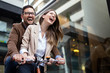 © NDABCREATIVITY - Portrait of happy business friends enjoying the break from meeting