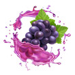 Red grape juice splash realistic vector icon