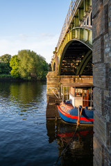 Sticker - Boat underneath Twickenham bridge  in Richmond-upon-thames, England