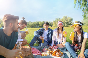 Poster - Happy friends on picnic in park