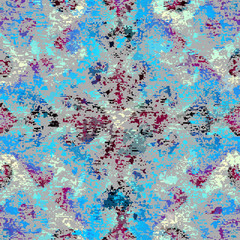 Aufkleber - Abstract seamless pattern with grunge dirty texture and vintage ornament. Vector image.