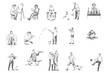 © drawlab19 - People hobbies, activities concept sketch
