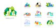 Real estate logo, building development, set of logos, icons and elements