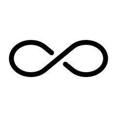 Wall Mural - Black infinity symbol icon. Concept of infinite, limitless and endless. Simple flat vector design element