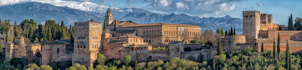 Poster - Alhambra fortress palace in Granada Spain at sunset