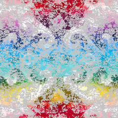 Aufkleber - Abstract seamless pattern with grunge dirty texture and vintage ornament. Vector image.